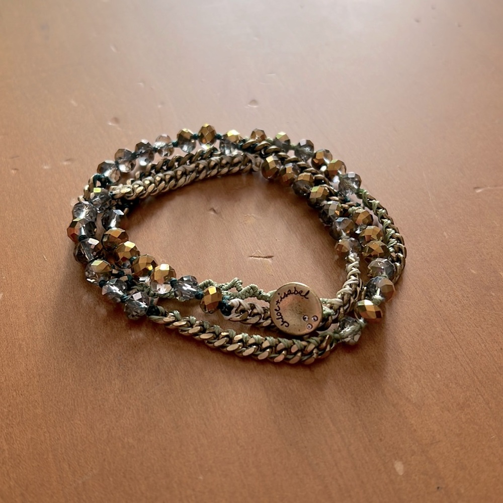 Green beaded wrap bracelet